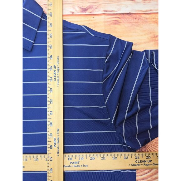 FOOTJOY FJ Men's Navy Striped Lisle Short-Sleeve Polo Golf Shirt Large - Picture 8 of 8